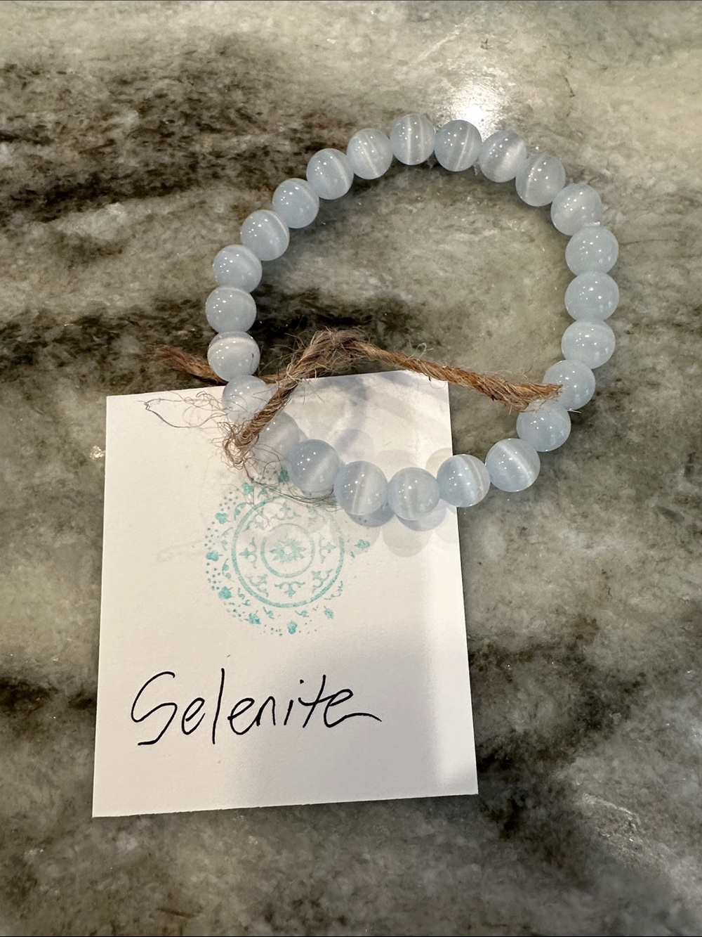 Reiki Infused Selenite Natural Stone Beaded Bracelet